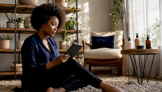 Woman exploring Black-owned plant-based haircare brands