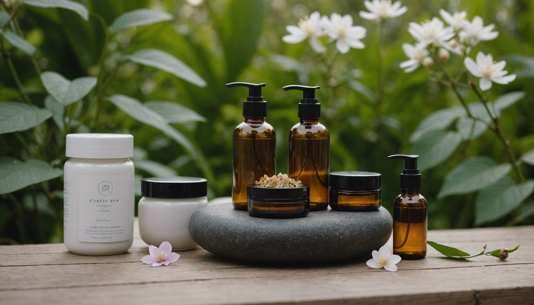 CRISAN Beauty hair care products in a spa setting with flowers and leaves, promoting natural hair care tips and products.