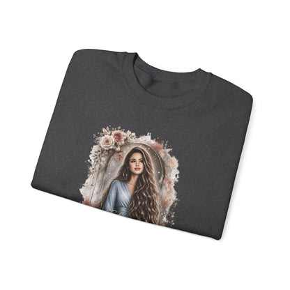 Crewneck Sweatshirt — “Take Extremely Good Care of Your Hair” Floral Portrait Pullover