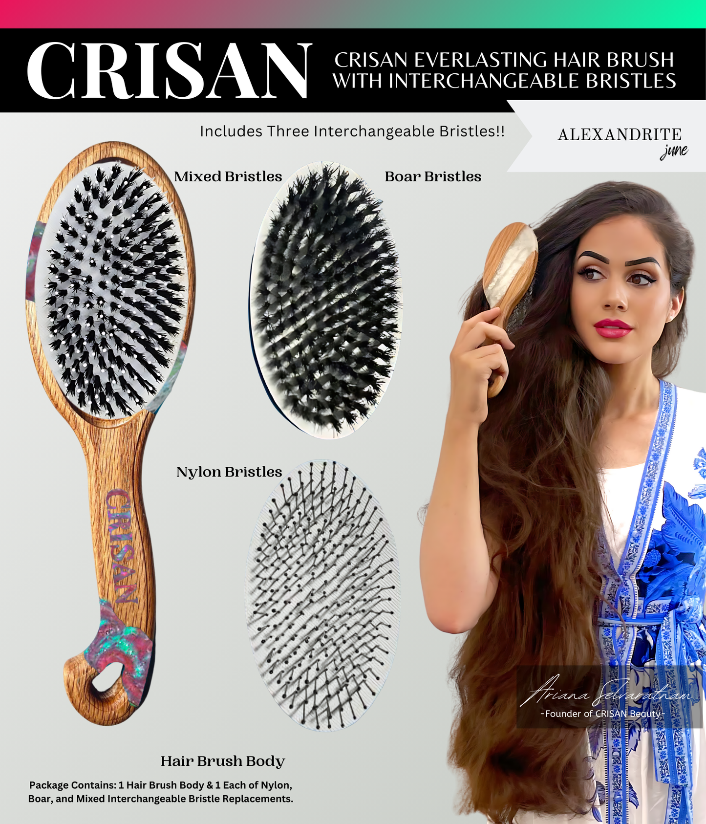 CRISAN Everlasting Hair Brush with Interchangeable Bristles
