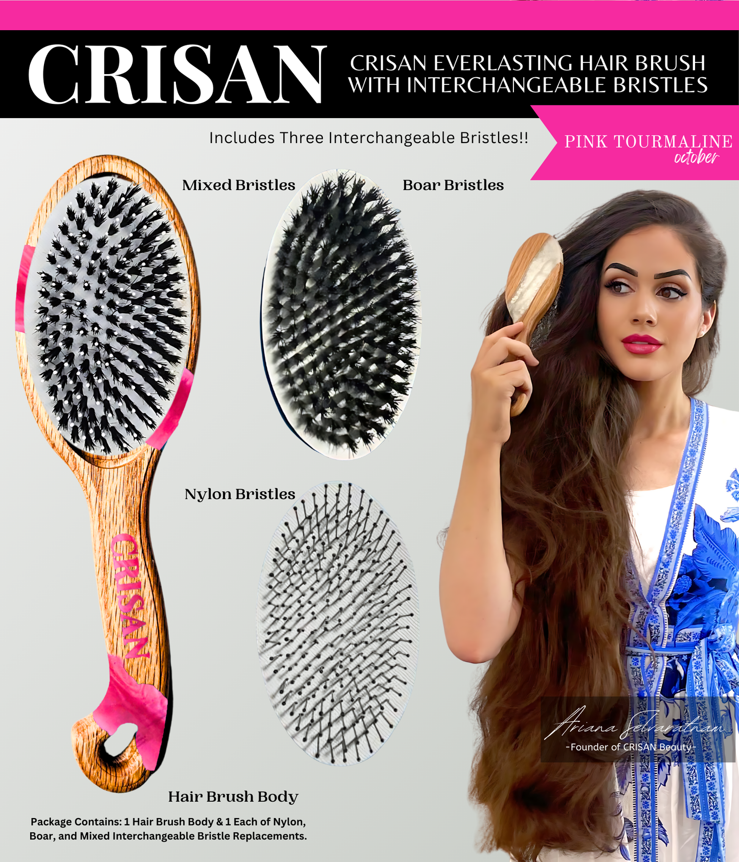 CRISAN Everlasting Hair Brush with Interchangeable Bristles