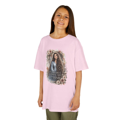 Kids Tee — “Take Extremely Good Care of Your Hair” Floral Portrait Shirt