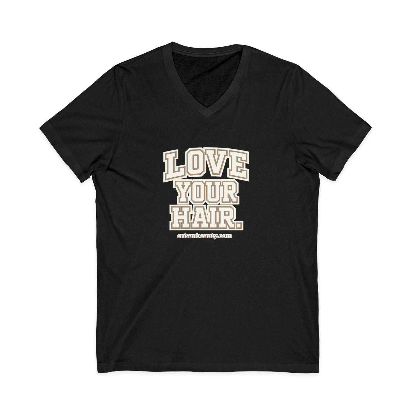 Love Your Hair V-Neck Tee — Positive Hair Care Graphic T-Shirt