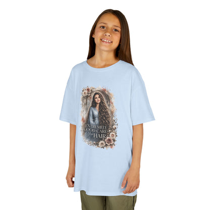 Kids Tee — “Take Extremely Good Care of Your Hair” Floral Portrait Shirt