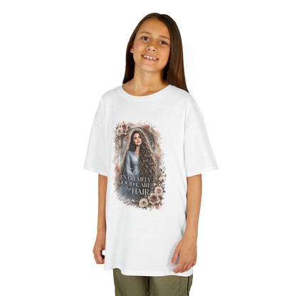Kids Tee — “Take Extremely Good Care of Your Hair” Floral Portrait Shirt