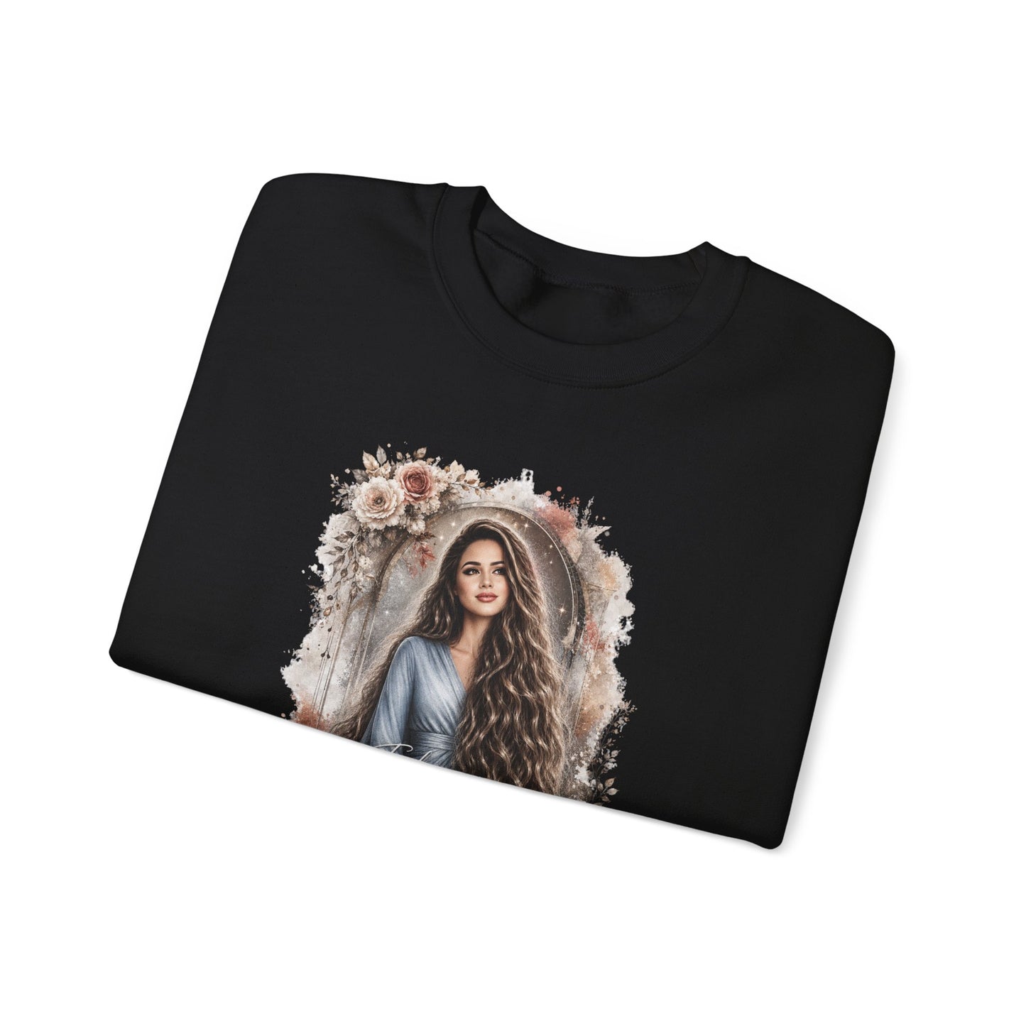 Crewneck Sweatshirt — “Take Extremely Good Care of Your Hair” Floral Portrait Pullover