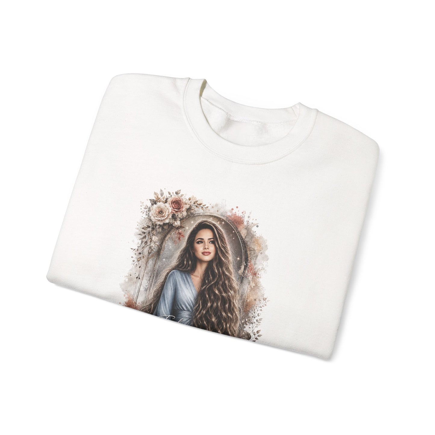 Crewneck Sweatshirt — “Take Extremely Good Care of Your Hair” Floral Portrait Pullover