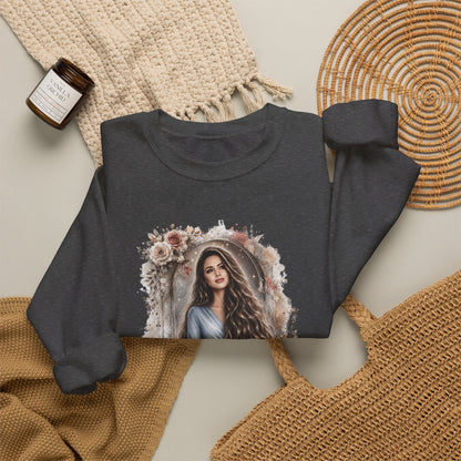 Crewneck Sweatshirt — “Take Extremely Good Care of Your Hair” Floral Portrait Pullover