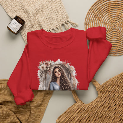Crewneck Sweatshirt — “Take Extremely Good Care of Your Hair” Floral Portrait Pullover