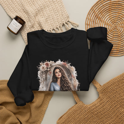 Crewneck Sweatshirt — “Take Extremely Good Care of Your Hair” Floral Portrait Pullover