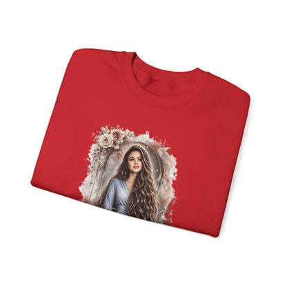 Crewneck Sweatshirt — “Take Extremely Good Care of Your Hair” Floral Portrait Pullover