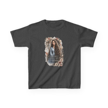Kids Tee — “Take Extremely Good Care of Your Hair” Floral Portrait Shirt